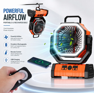20000mAh Camping Fan With <b>LED</b> Lantern Portable Air Conditioner Rechargeable Battery Operated Tent Fan - Product Image 3