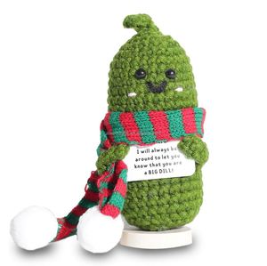 Poupées Concombre Artisanales d'Éveil Émotionnel avec Carte Motivationnelle – Cadeaux de Noël et d'Anniversaire en Tricot pour Décoration de Bureau - Product Image 4