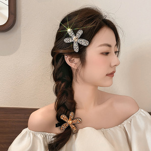 คลิปหนีบผมอัลลอยแบบเรียบง่ายพร้อมโบว์ประดับพลอยเทียมสีดำลายดอกไม้เป็ดดีไซน์หรูหราสำหรับลุคที่มีสไตล์ - Product Image 1