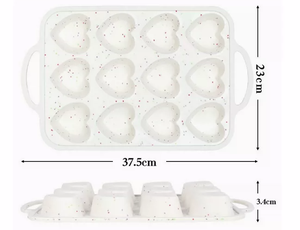 12 Cavity Nonstick Silicone Heart <b>Muffin</b> Pan with Metal Frame, Heat Resistant Cupcake Baking Mold & Dishwasher Safe <b>Muffin</b> <b>Tin</b> - Product Image 4