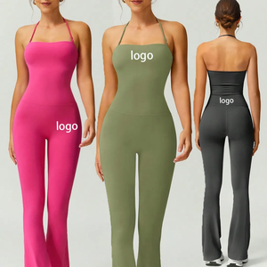 Hot Selling Women's Peach Butt Sports Jumpsuit with Halter Quick Dry Beauty Back Tight Sleeveless <strong>Yoga</strong> <strong>Bodysuit</strong> for Fitness - Product Image 6