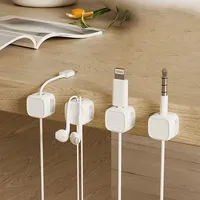 Soporte de Plástico Desmontable para Cables - Organizador de Cables Ajustable, Portátil y Duradero para Escritorio y Mesa