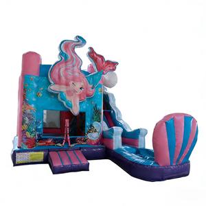 Combo <span class=keywords><strong>de</strong></span> Tobogán Acuático con Diseño <span class=keywords><strong>de</strong></span> Sirena, <span class=keywords><strong>Castillo</strong></span> Inflable <span class=keywords><strong>de</strong></span> PVC Ecológico con Temática Marina para Niños, para 5-8 Usuarios, Fiestas y Uso Comercial - Product Image 1