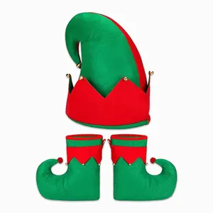 耐用的3pcs圣诞精灵鞋圣诞帽精灵服装