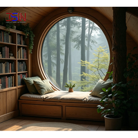 Ventana Redonda de Aluminio con Rotura de Puente Térmico, Doble Acristalamiento, Vidrio Templado, Ventana Circular Fija, para Proyectos Residenciales de Lujo, Tamaño Personalizado