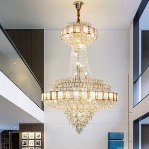 Edificio de doble <span class=keywords><strong>entrada</strong></span>, Selección vacía, sala de estar, comedor, candelabro grande de cristal de lujo, escalera, candelabro colgante hueco - Product Image 2