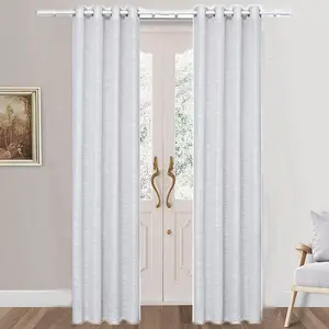High Quality Simple Polyester Window Door Grommet Top Linen Strip Curtain For The Living Room