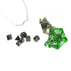 7 piezas de dados poliédricos de 6 mm con hoja metálica hueca D20, colgante para juegos de mesa RPG - Product Image 3