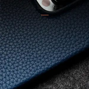 Full Grain Leather Phone Cover Case For Iphone 15 Pro Max For Iphone 14 13 12 Plus Pebble Pattern Real Leather Phone Case