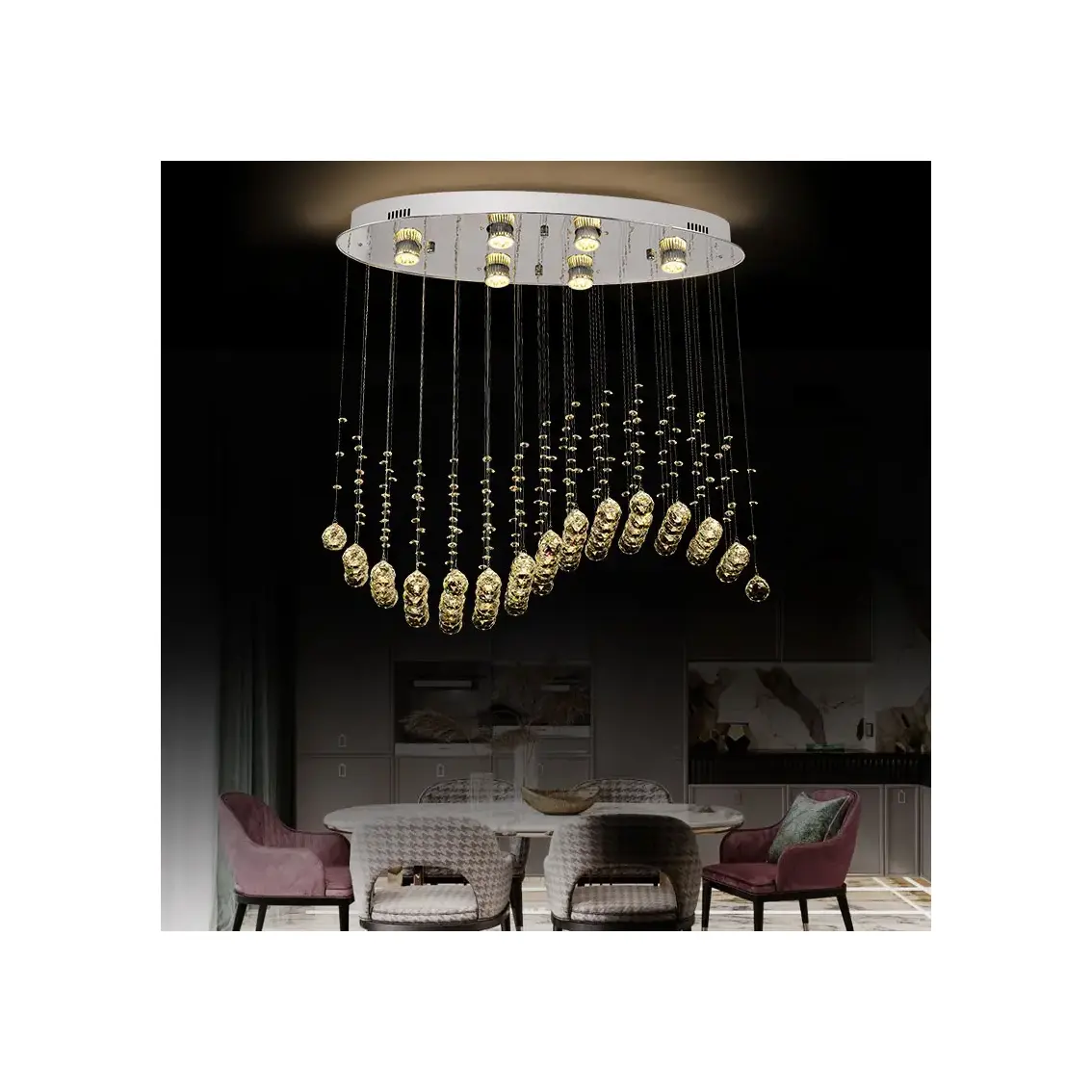 Décor nordique 6 LED plafonniers en cristal Design unique lustre en or de luxe dans la chambre
