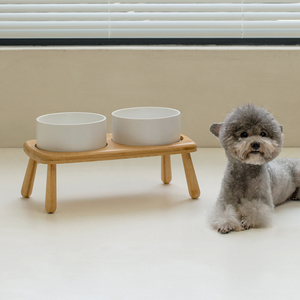 Ciotola in Ceramica <span class=keywords><strong>per</strong></span> Animali Domestici con Supporto in Legno, Antiscivolo, Rialzata <span class=keywords><strong>per</strong></span> Cani e Gatti - Product Image 3