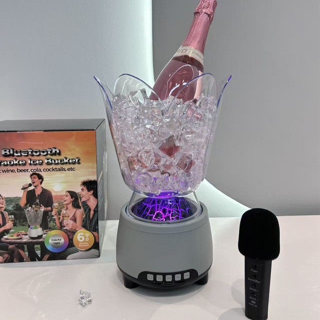 Cross-border New Karaoke for Speaker Illuminated Ice Bucket Audio System Outdoor Mini Plastic Speaker-Factory Direct