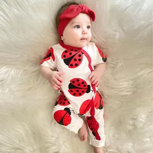 High Quality Baby Clothing Toddler Girls Clothing Soft Girls Rompers Wholesale Custom Bamboo Print Crawling Suit