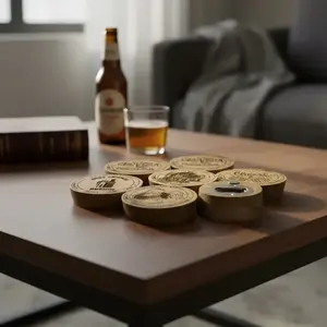 Abridor de Botellas Magnético Circular Hecho a Mano de Roble Blanco y Acero Inoxidable de The Barrel House - Product Image 2