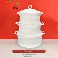 RTS Ensemble de marmites à soupe et ragoûts en céramique blanc pur à double anse, grande capacité, résistant aux hautes températures, pour la maison