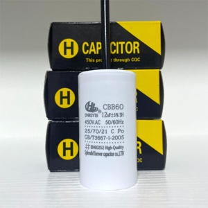 Assurance qualité <span class=keywords><strong>12uf</strong></span> 15uf 16uf 25uf <span class=keywords><strong>450V</strong></span>.AC 50/60Hz <span class=keywords><strong>CBB60</strong></span> condensateur de type câble 20uf 450vdc - Product Image 1