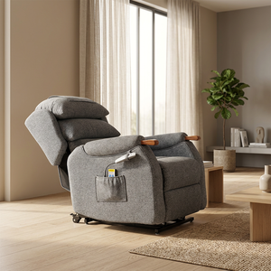 Fauteuil inclinable zéro gravité en tissu gris moderne, adapté aux zones de détente et aux salons - Product Image 3