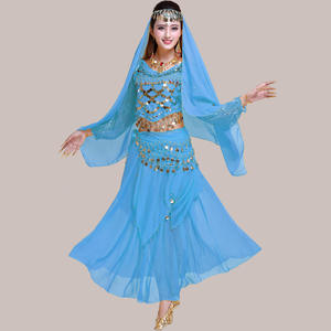 Jh348 Mujeres Árabe Traje de Danza del Vientre Vestido de Boda <span class=keywords><strong>Ropa</strong></span> de Danza del Vientre Mantilla <span class=keywords><strong>Ropa</strong></span> de Actuación Tela India Sexy 6 Piezas - Product Image 4