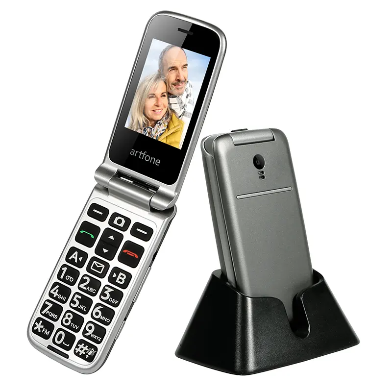 Artfone G3 SOS Emergency Key 2.4Inch Colour LCD Display Big Button Easy-to-Use Flip Mobile Phone with Charging Dock