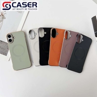 Nouveau cuir galvanisé sans bordure PU pare-chocs anneau magnétique antichoc étui de téléphone portable pour iPhone 17 Air 16 15