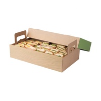 Grand plateau de traiteur à emporter Kraft pour beignet Bagel Donut Cake Food Delivery Sandwich Boîte à double tiroir Support pour table à vapeur