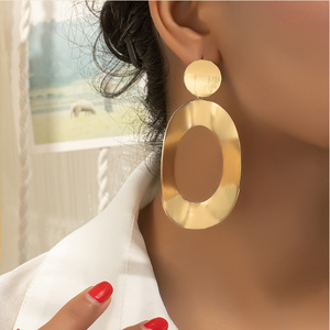 Anting-anting Hoop wanita lingkaran besar geometris, perhiasan anting-anting bulat sederhana modis untuk wanita - Product Image 1