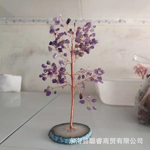 ต้นไม้เงินคริสตัล หินธรรมชาติ ลวดทองแดง งานแฮนด์เมด ตกแต่งบ้านและสำนักงาน - Product Image 2