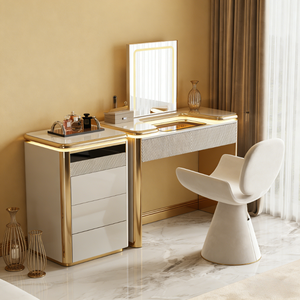 Table de toilette moderne, table de toilette minimaliste pour chambre à coucher, table de toilette de luxe légère, un ensemble de table de toilette - Product Image 4