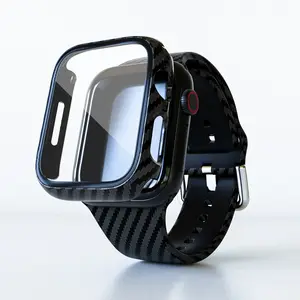 Новый спортивный защитный ремешок для часов, силиконовый ремешок с сублимационным принтом, спортивный корпус из углеродного волокна для часов Apple