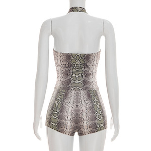 PEEQI C26ST073 <span class=keywords><strong>Sexy</strong></span> Completo Estivo da Donna Due Pezzi con Stampa, Top Senza Maniche con Schiena Scoperta e Halter, <span class=keywords><strong>Mini</strong></span> <span class=keywords><strong>Shorts</strong></span>, Set 2 Pezzi - Product Image 6