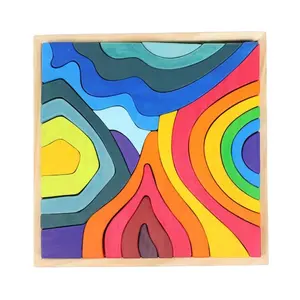 Grandi blocchi geometrici a quattro elementi in stile arcobaleno Puzzle arcobaleno impilatore arcobaleno