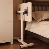 Bureau d'ordinateur pliable réglable en hauteur, table pivotante, table relevable, table de chevet minimaliste avec rangement, table d'appoint
