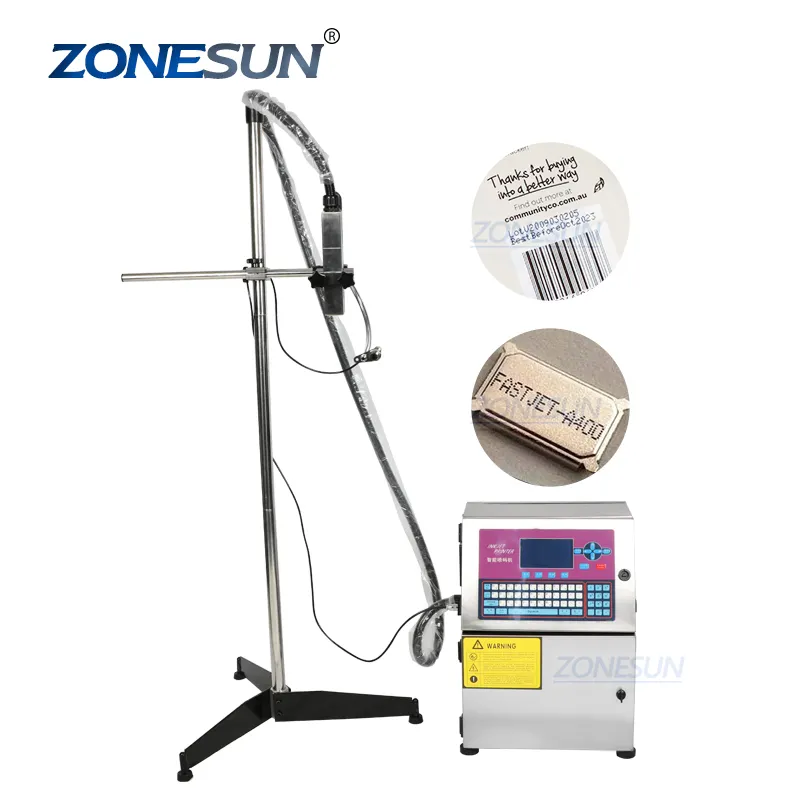 ZONESUN กล่องพลาสติกพีวีซีโลหะ,เครื่องปริ้นโค้ดอิงค์เจ็ทวันที่ทำเครื่องหมายโลโก้ได้เลขแบทช์ทำจากเหล็กแก้ว