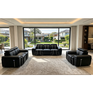 Cómodo Conjunto de Sofás Reclinables Motorizados de Cuero 1+2+<span class=keywords><strong>3</strong></span>, Elegante Diseño Cosido, Asientos Reclinables Eléctricos para Sala de Estar - Product Image 1