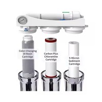 ECRO4S 100G Système d'aquarium à osmose inverse à 4 étages Filtre à eau en résine à changement de couleur pour poisson pour hôtel et usage domestique