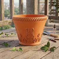 Pot de fleurs en plastique durable de style shabby chic européen, design classique, trou de drainage, capacité de 10,2 L, décoration de jardin domestique, PP