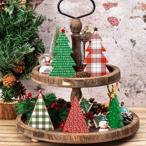 Décorations de Noël en bois à motif écossais, ornement de table pour la décoration des fêtes - Product Image 3