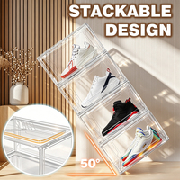 DAYOOH Organisateur de chaussures transparent amélioré, boîte de rangement pliable et empilable en acrylique pour baskets avec couvercle