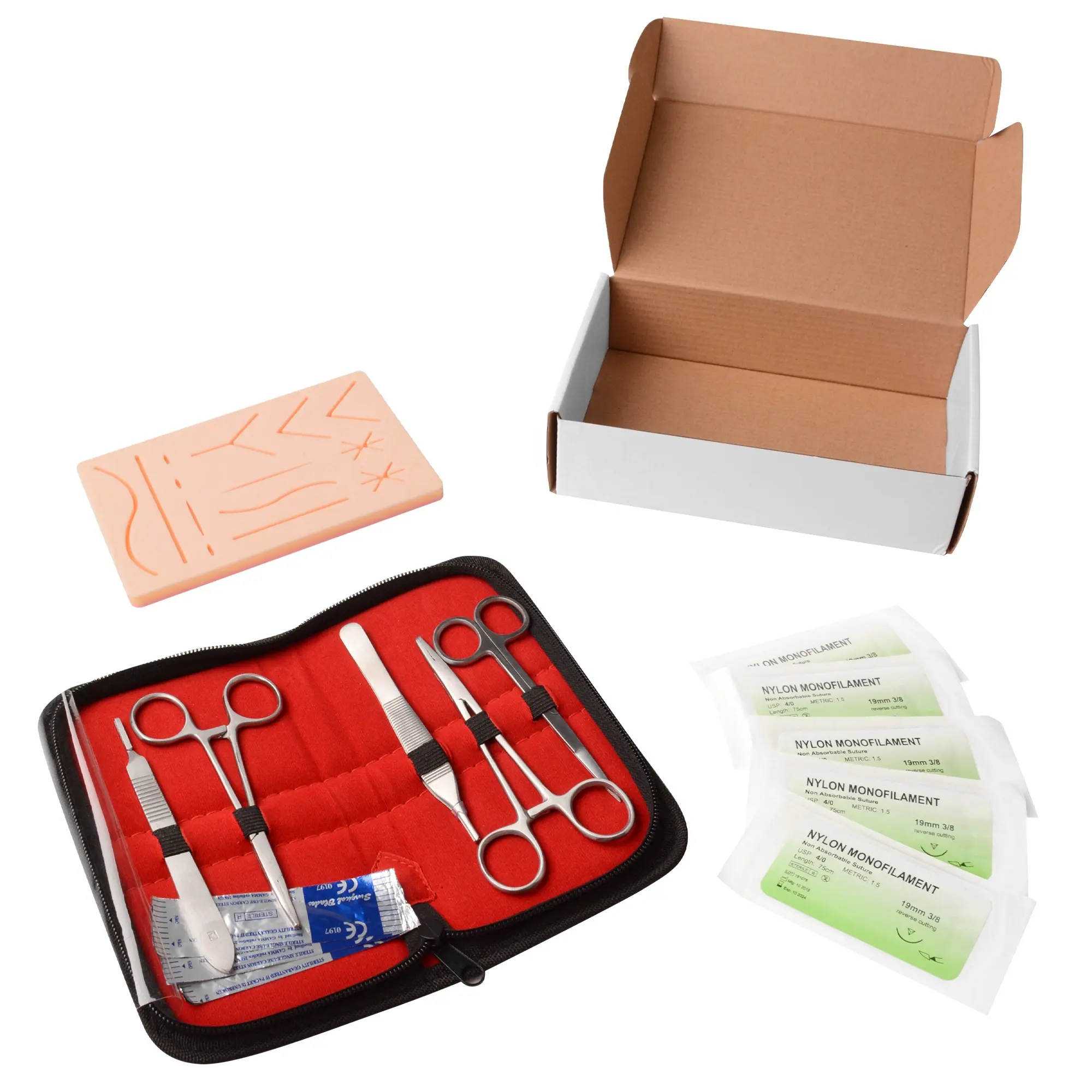 สำหรับผ่าตัดทางการแพทย์เย็บฝึกPre-Cutบาดแผลซิลิโคน3ชั้นSuture Practice Kit