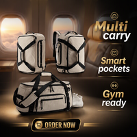 Sac de voyage convertible pour hommes, sac à dos avec fermeture éclair, étanche, pour le sport, la gym, le week-end, bagage à main, grande capacité, léger