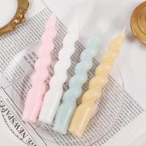 Twisted Spiral Taper <b>Candles</b> <b>Set</b> Of 2 Unscented Smokeless Wave Stick <b>Candles</b> For Wedding Dinner Home Atmosphere Decor - Product Image 3