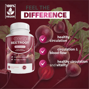Cápsulas de Extracto de Remolacha Roja Vegana Orgánica, Suplementos Herbales Personalizados de 4000/8000 mg, Cápsulas de Remolacha - Product Image 3
