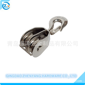 Stainless Steel Marine Pulley With <b>Hook</b> Various Sizes For <b>Boat</b> Repair Replacement - Product Image 2