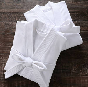 Accappatoio in Spugna di Cotone 100% <span class=keywords><strong>Bianco</strong></span> con Colletto <span class=keywords><strong>Kimono</strong></span> per Hotel e Spa, per Uomo e <span class=keywords><strong>Donna</strong></span> - Product Image 1