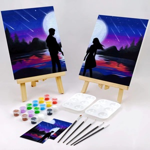 Sip And Paint Kit For Adult 'S Date Night - 2 Pack <span class=keywords><strong>12X16</strong></span> Inch <span class=keywords><strong>Canvas</strong></span>-Bộ Tranh Đôi Ngày Đêm Với Vải Vẽ Sẵn-Pa - Product Image 2