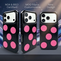 Coque de téléphone tendance en PU à points texturés avec boutons métalliques séparés et absorption des chocs pour iPhone 17/18 Pro Max