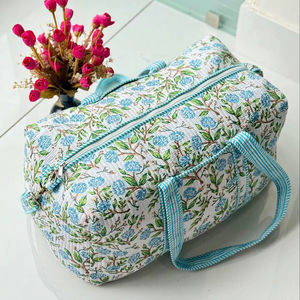 Beautiful Bohemian Cotton Duffle Bag Handmade Quilted Weekender Travel <b>Backpack</b> <b>Large</b> External Frame Block Printed Design Women - Product Image 1