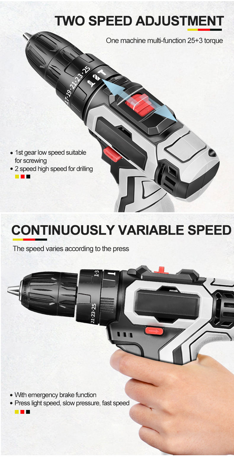 21V Factory Supply Cordless Power Tool Combo Hammer Screwdriver Drill Machine Power Drill kit