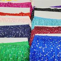 Frange à sequins épais et brillants dorés, doublée de nylon, 20 cm, pour accessoires vestimentaires de danse latine