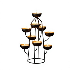 Juego de 9 Portavelas Decorativos de Metal para Velas de Té, Decoración Festiva para el Hogar, Mesa de Centro de Sala de Estar, Decoración Navideña, Fiesta - Product Image 1